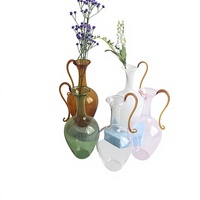 Vase à plantes hydroponiques en verre coloré, design moderne et simple, origine Chine, ornement de table, petit vase de bureau fait à la main