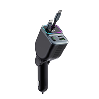 Chargeur rapide PD GC15 65W pour allume-cigare de voiture, chargeur USB Type C rétractable 12-24V pour iPhone Samsung avec éclairage ambiant