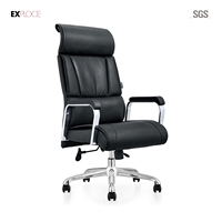 Chaise de bureau exécutive moderne en cuir noir multifonctionnelle ergonomique pour ordinateur