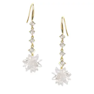 Anting-anting Musim Dingin Wanita, anting-anting Juntai jatuh bola kristal Burst warna emas 14K elegan modis