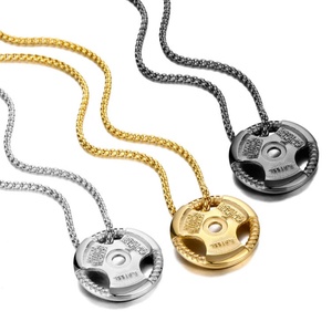 Stainless Steel Fitness Gym Sports Dumbbell <b>Weight</b> Lifters <b>Barbell</b> Box Chain Jewelry Dumbbell Pendant Necklace - Product Image 4