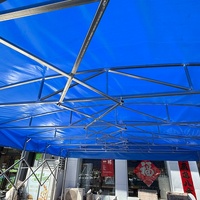 Tente portable en PVC imperméable, mobile, à ouverture coulissante, pour le stockage et la restauration, avec parois latérales et roues, toutes saisons, monocouche
