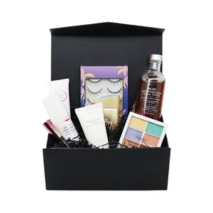 Custom Printed Handmade Luxury Rigid Paper Cardboard Black Matte Magnetic Closure Gift Box For Cosmetic Skincare Packaging