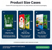 Sac de riz tissé en polypropylène laminé BOPP personnalisé, transparent, portable, vide, pour la vente en gros, 5kg, 10kg, 20kg, 25kg, 50kg