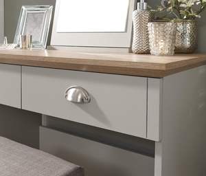 Modern Bedroom Dresser Vanity Desk 20L Storage Drawers Make-Up Hairdressing Getting <strong>Ready</strong> Grey Oak Cushioned Stool Mirror - Product Image 4