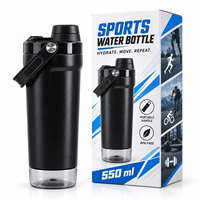 Bouteille shaker isotherme en acier inoxydable de 550 ml avec compartiment à pilules, stockage de compléments alimentaires, shaker à protéines sous vide anti-fuite, 12-24 heures