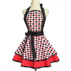 Venta caliente lindo Retro Vintage delantales chef babero camarera delantal para mujeres damas cintura delantal con alta calidad