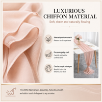Ensemble de chemins de table en gaze de coton froissée, tissu transparent texturé pour la décoration de tables de mariage, événements et fêtes