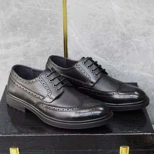 Zapatos Oxford Clásicos Personalizados de Cuero Genuino para Hombre, Zapatos de Vestir con Punta, Diseño Plano Cómodo, Plantillas de Goma, Zapatos de Oficina - Product Image 1