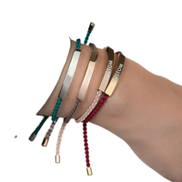 Bracelet en corde noire gravé personnalisé, en acier inoxydable, réglable, pour homme et femme, cadeau