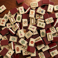 2026 Fichas de Mahjong Americanas de Lujo Rojas, 160 Piezas, Acrílicas de 2 Capas Grabadas, para Regalo Festivo