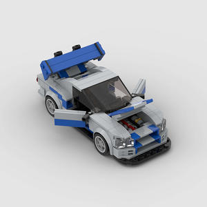 MOC Briques Skyline R34 <span class=keywords><strong>Fast</strong></span> <span class=keywords><strong>Furious</strong></span> Racing <span class=keywords><strong>Voiture</strong></span> De Sport Véhicule Vitesse Champion Racer Blocs De Construction Jouets pour Enfants - Product Image 4