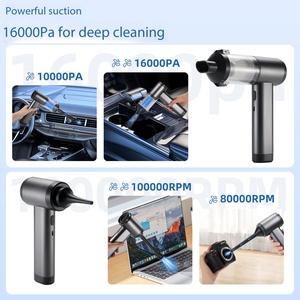 पोर्टेबल वायरलेस हैंडहेल्ड एब्स कार वैक्यूम क्लीनर usb चार्ज ब्रशलेस 16000 पा सक्शन पावर तीन गियर सफेद - Product Image 3