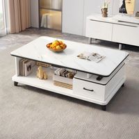 Meubles modernes pour salon et chambre à coucher, table basse blanche et meuble TV avec plateau en verre, rangement durable
