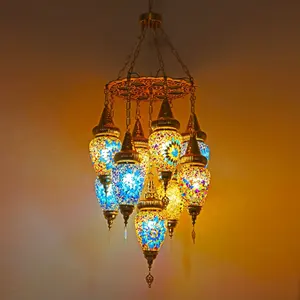 Zhelanpu éclairage style turc style bohème lustre en mosaïque fait main pour hôtel salon Villa décoration