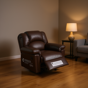 Db Motion Brown Bonded Leather Recliner Chair Manual Operation Modern Design <b>Cushion</b> <b>Back</b> Padded Arm Living Room Sofa - Product Image 2