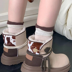 Stivali invernali all'ingrosso con punta larga per donna stivali stile moda personalizzati con Logo di cotone scarpe calde da donna stivali da neve - Product Image 3
