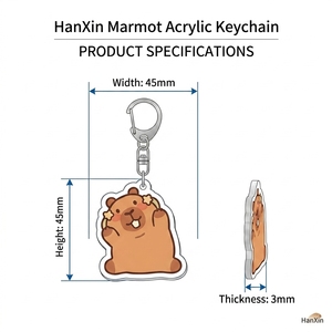 Llavero de acrílico personalizado HanXin con diseño de <span class=keywords><strong>marmota</strong></span> kawaii, accesorio bonito para bolso con forma de animal, regalo de papelería DIY, proveedor mayorista de fábrica - Product Image 4