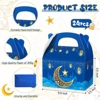 Violet Ramadan traiter Eid Mubarak coffrets cadeaux mosquée étoile lune lanterne fête faveur avec poignée en vrac sac de bonbons Eid Mubarak boîte-cadeau