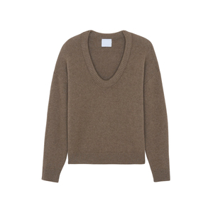 Suéter Minimalista para Mujer con Cuello en V, Tejido de Lana/Viscosa, Invierno, Casual, Líneas Limpias, Sin Adornos, Paleta Neutral, Personalizable - Product Image 1