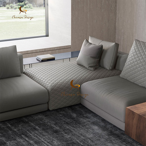 European Style Classic Skin-friendly <b>Corner</b> Sectional OEM Leather Velvet Fabric With Storage <b>Cabinets</b> - Product Image 3