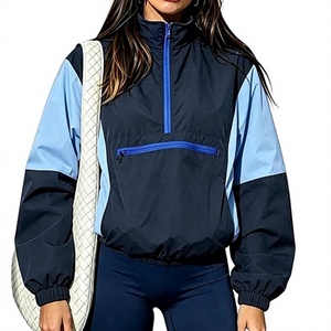 Chaqueta Cortavientos para Mujer con Bloques de Color, Manga Larga, Cierre de Cremallera de Cuarto, Ligera, de Poliéster, Deportiva, Informal, para Primavera - Product Image 1