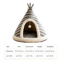 Nouveau Nid de Chat Mignon en Forme de Yourte Tricoté Épais et Chaud pour l'Automne et l'Hiver, Maison de Chat Ronde d'Intérieur en Tissu Rembourré de Coton pour Noël, Lit pour Animaux de Compagnie