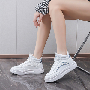 Zapatillas de <span class=keywords><strong>plataforma</strong></span> con suela gruesa de moda para <span class=keywords><strong>mujer</strong></span>, estilo casual, deportivas, de <span class=keywords><strong>tenis</strong></span>, blancas, de caña alta. - Product Image 3