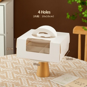 Sunshine 4/6 Holes Window Cupcake <b>Box</b> Birthday Wedding Home Party White Cardboard Paper White Cake <b>Box</b> With Handle - Product Image 3