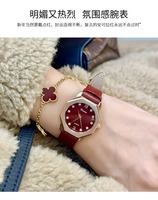 Dinimi rouge montre pour femmes Niche lumière luxe rétro femmes montres Senior sens du cuir dames montre à Quartz Relojes Para Mujer