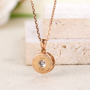 Vente en gros d'or massif 18 carats véritable bonne qualité diamant naturel forme ronde beau pendentif pour petite amie cadeau d'anniversaire usage quotidien - Product Image 4