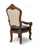 Ensemble de salle à manger traditionnel américain fait main en bois foncé avec 10 chaises à dossier en tissu et assise en cuir
