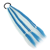 Queue de cheval tressée colorée de 35 cm, double trame, en fibre haute température, avec élastique, tresse à trois brins