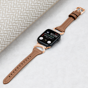 Pulsera de diamante de 45mm de cuero genuino para <span class=keywords><strong>Apple</strong></span> <span class=keywords><strong>Watch</strong></span> 7 <span class=keywords><strong>6</strong></span> 5 4 3 <span class=keywords><strong>SE</strong></span> correas de reloj inteligente de repuesto de moda - Product Image 4