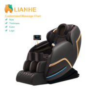 Fauteuil de massage de luxe marron foncé avec garniture dorée, éclairage LED, rail SL, zéro gravité, masseur corporel complet pour la décoration de spa à domicile