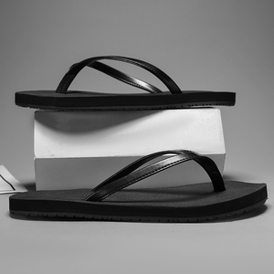 Sandalias de Mujer Negras de PU, Punta Abierta, Antideslizantes, Suela de EVA, Pantuflas de Verano para Exteriores - Product Image 1