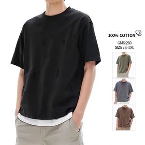 เสื้อยืดสตรีทแวร์ผ้าฝ้ายเนื้อหนัก 260GSM ทอลายเรียบ ทรงโอเวอร์ไซส์ ไหล่หลวม สไตล์สปอร์ตแวร์ พรีเมียม เสื้อยืดลำลองผู้ชาย - Product Image 1