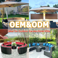 Ensemble de mobilier d'extérieur sur mesure pour villa, canapé de jardin en rotin et table basse, combinaison pour hôtel, ensemble de canapés incurvés pour patio