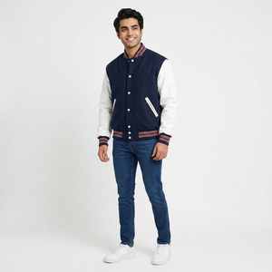 Veste universitaire en laine de qualité supérieure avec manches en cuir, broderie personnalisée, style bomber, fabricant OEM - Product Image 1