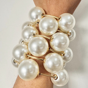 Kaimei 2026 Gioielli alla Moda Bracciale Punk Placcato Oro 18K con Grandi Perle a Sfera 30mm Bracciale Rigido Super Grande a Bolle - Product Image 4