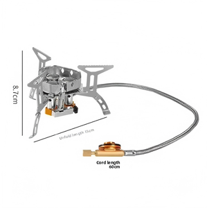 Tragbarer Gasbrenner für Outdoor-Kochen, Windgeschützt, Hochleistungsfähig, Faltbar, für <span class=keywords><strong>Camping</strong></span>, Wasserkochen, Teezubereitung, Drei-Brenner-System - Product Image 1