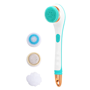 Limited Silicone Bath Back 4 Brush Heads USB Rechargeable Rotating Shower Cleansing <strong>Massager</strong> with <strong>2</strong> <strong>Speeds</strong> Long Handle - Product Image 1