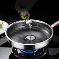 Wok de cuisson antiadhésif en acier inoxydable 304 à induction, avec poignée rouge anti-brûlure, facile à nettoyer, pour cuisine professionnelle et hôtels, avec couvercle en verre double.
