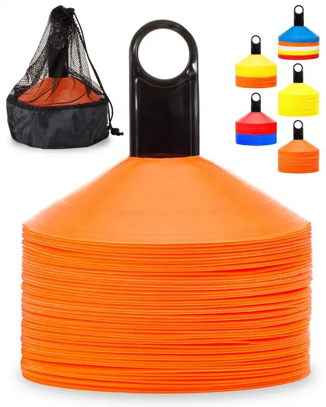 Wholesale Sport Soccer Disc Cones Sets 50-Pack ,come with holder and mesh bag