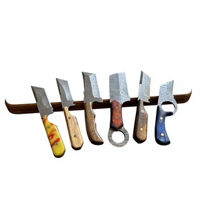 Cuchillo de Supervivencia y Caza de Acero de Damasco Forjado a Mano, Hoja Fija Mini Tipo Drop Point, Mango de Madera, Grado Industrial, para Revendedores OEM 58/60 - Product Image 1