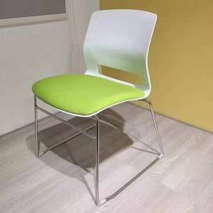 Wholesale Simple <b>Stackable</b> Metal Legs Multifunctional <b>Chairs</b> Plastic <b>Dining</b> <b>Chair</b> With Cushion Seat - Product Image 6