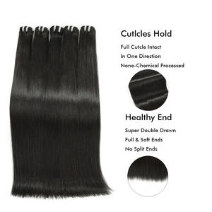 שילוח ישיר של תוספות שיער אנושי חלק לחלוטין 100% לא מעובד, שיער הודי גולמי, צרורות כפולים, ספק למספרות - Product Image 4