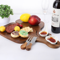 Assiette en acacia au design innovant de haute qualité avec poignée ensemble de planche à découper assiette de vaisselle en bois