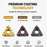 Hongpei 16ER14W-TC GM3325 Inserto de Torneado CNC Triangular de Carburo con Recubrimiento PVD AlTiN, Herramienta de Roscado Whitworth HRC40-50 para Carbono
