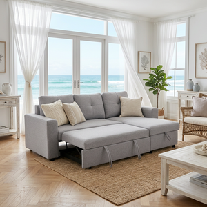 Canapé-lit modulaire multifonctionnel pliable Homers avec rangement, chaise longue moderne en tissu convertible pour petit appartement - Product Image 3